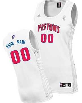 Womens Customized Detroit Pistons White Jersey->customized nba jersey->Custom Jersey